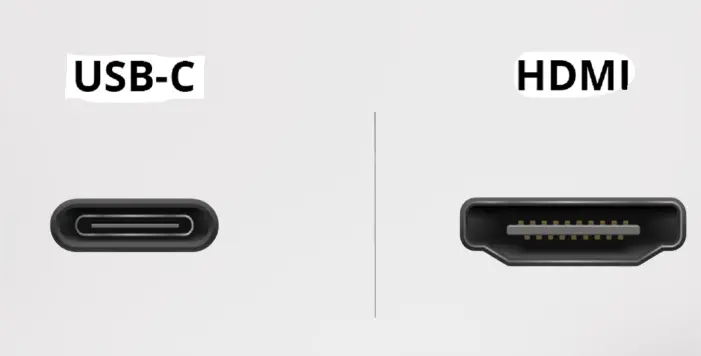 USB C port and HDMI port
